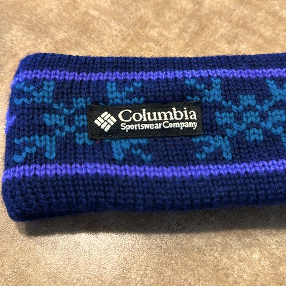 Columbia Wool Fleece Lined Headband Snowflake Pattern Navy Blue Green Purple - Picture 3 of 8